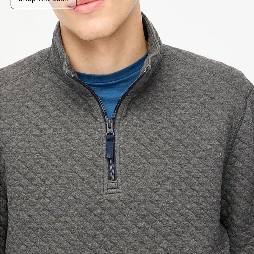 J crew heather carbon Quilted half-zip